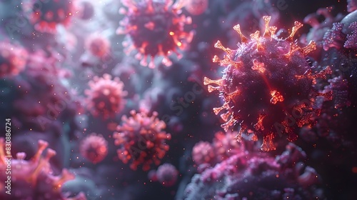 Detailed Microscopic View of Coronavirus Molecular Structure in Digital © prasong.