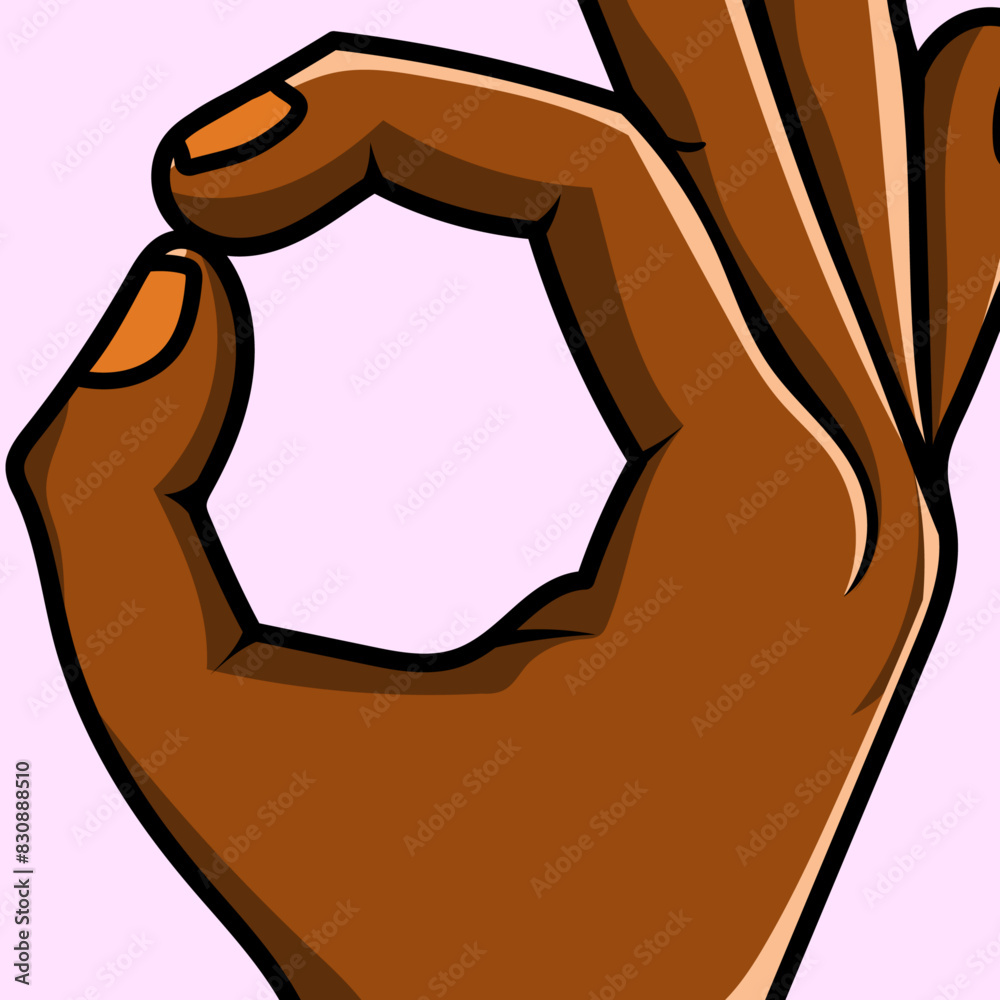 Hand shows a gesture indicating agreement, OK Hand shows a gesture indicating agreement, OK