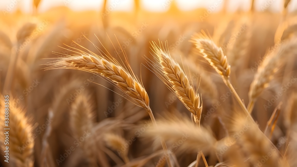 Ripe rye spikes that are golden in the sunlight at sunrise or sunset, with a soft focus and a softly blurred background. Ripe rye spikes that are golden in the sunlight at sunrise or sunset, with a soft focus and a softly blurred background.