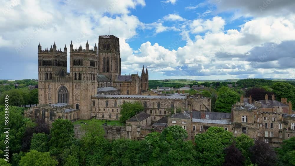 Aerial view of Durham Cathedral in the historic center of Durham, UK. Aerial view of Durham Cathedral in the historic center of Durham, UK.
