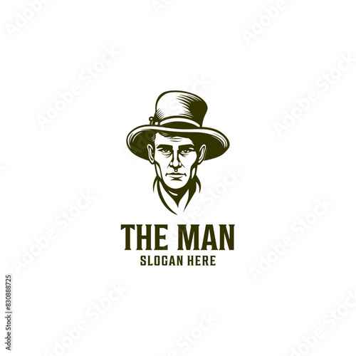 Man with hat logo vector illustration