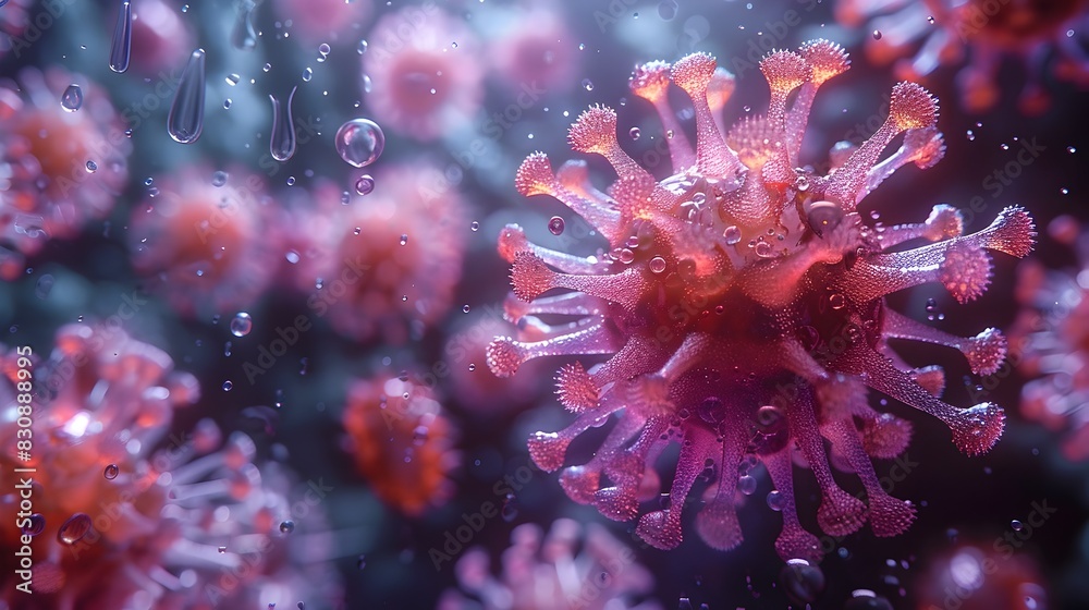 Detailed View of Microscopic Viral Infection Causing Global Pandemic Crisis Detailed View of Microscopic Viral Infection Causing Global Pandemic Crisis
