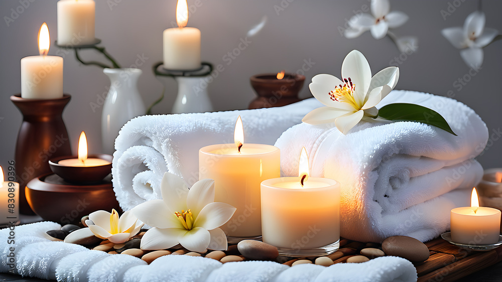 Spa background towel bathroom white luxury concept massage candle bath. Bathroom white wellness spa background towel relax aromatherapy flower accessory zen therapy aroma beauty, Generative AI Spa background towel bathroom white luxury concept massage candle bath. Bathroom white wellness spa background towel relax aromatherapy flower accessory zen therapy aroma beauty, Generative AI