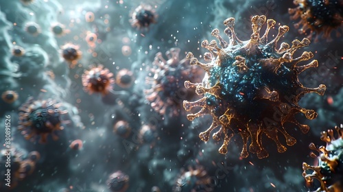 Wallpaper Mural Highly Detailed Microscopic of a Pathogenic Virus or Bacteria for Medical and Scientific Use Torontodigital.ca