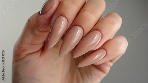 Female hand with a natural manicure on a white background