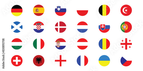 Euro 2024, Flat flags of euro 2024, flags of 24 participating countries in euro 2024
