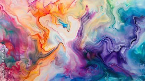 Vibrant abstract painting with swirling colors creating a mesmerizing blend of hues. Perfect for backgrounds or artistic projects.
