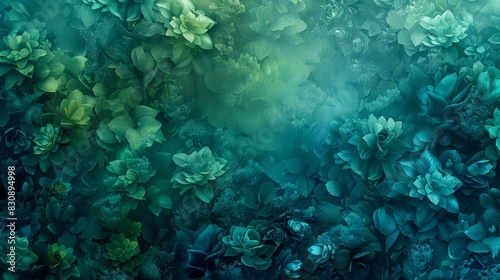 Underwater garden of aquatic plants and flowers, using a variety of greens, teals, and vibrant colors to create a lush, otherworldly scene beneath the water's surface, ai generated © Seussi