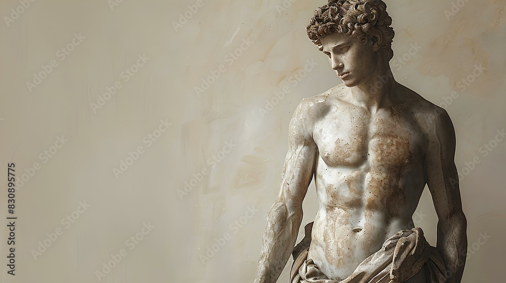 Marble statue of an Ancient Greek man. Ancient Greek architecture and ...