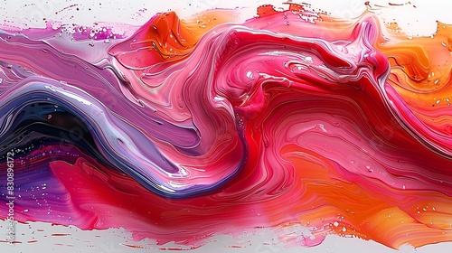 Abstract colorful paint swirls on white background photo