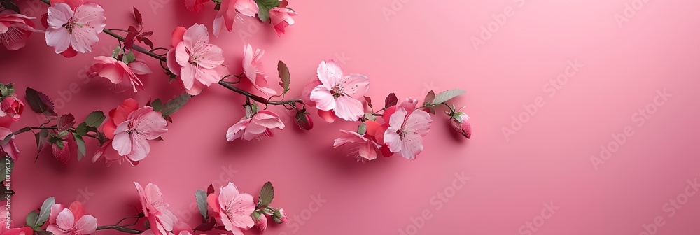 Fototapeta premium a pink background with pink flowers on it