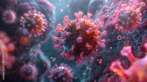 Microscopic View of Coronavirus Pandemic Outbreak © prasong.