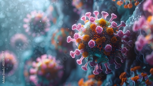 Microscopic View of Coronavirus Particles During Global Pandemic Outbreak