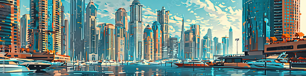 Modern Marvel - Dubai Marina Illustration Modern Marvel - Dubai Marina Illustration