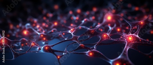 Neural network simulation with glowing nodes, dark tech background, photo