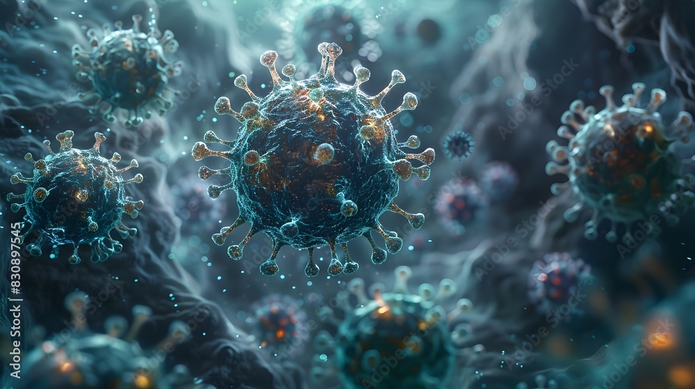Microscopic View of Infectious Viral Pathogen in Medical Laboratory Microscopic View of Infectious Viral Pathogen in Medical Laboratory