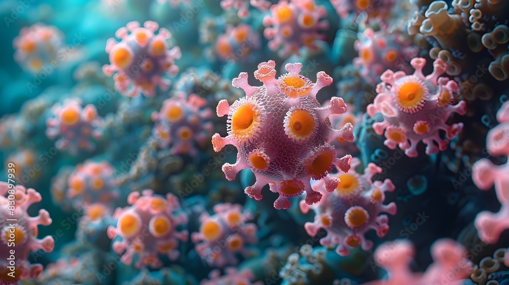 Microscopic View of Novel Coronavirus Cells Causing Global Pandemic Microscopic View of Novel Coronavirus Cells Causing Global Pandemic