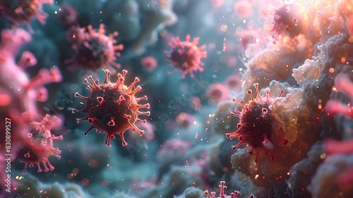 Microscopic Viral Outbreak A Conceptual of the Global Health Crisis © prasong.
