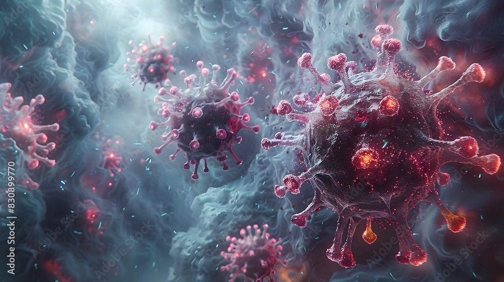 Microscopic Viral Outbreak Chaos Surreal 3D Molecular Patterns in Vibrant Colors Microscopic Viral Outbreak Chaos Surreal 3D Molecular Patterns in Vibrant Colors