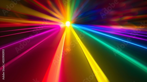 Rainbow light beams in 3D space reflecting LGBTQ_ pride month