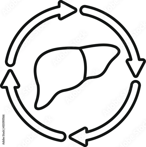 Liver regeneration concept icon representing the physiological process of regenerative healing and maintenance of the human organ's detoxification and detox function