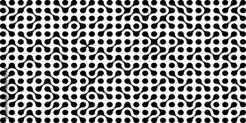 The seamless black and white image of metaball shapes and connecting ball shapes