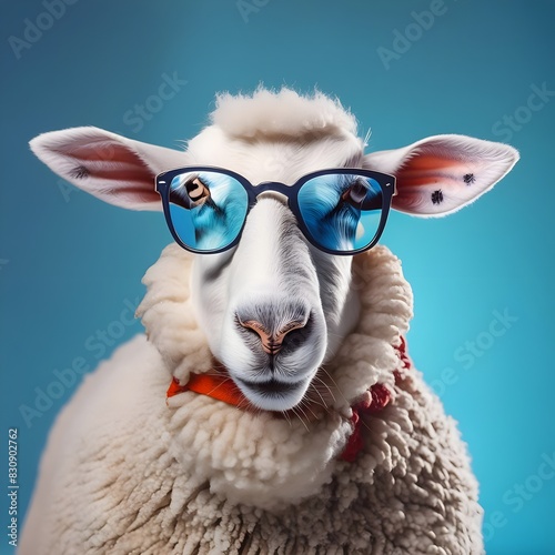 Eid Mubarak eid al adha banner, poster with sheep wearing glasses happy eid ul adha mubara