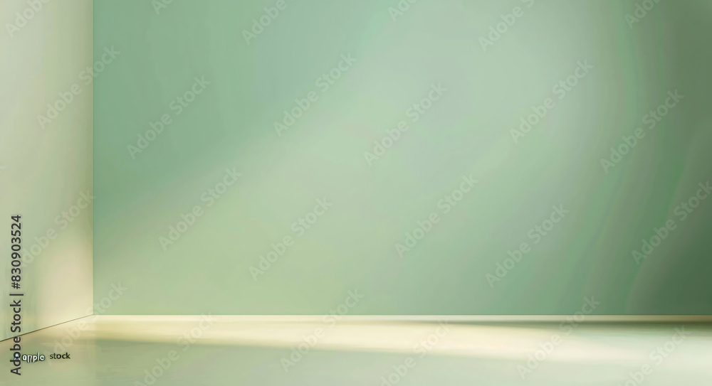Photo of abstract green background for product display in a studio room with a gradient wall in light and soft colors Photo of abstract green background for product display in a studio room with a gradient wall in light and soft colors
