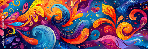 Vibrant and Swirling Abstract Digital Art with Colorful Fluid Patterns and Dynamic Movements photo