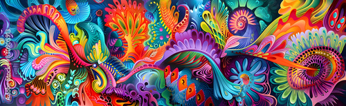 Vibrant Kaleidoscopic Floral Pattern Abstract Digital Art Design