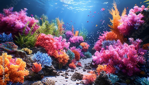 Vibrant coral reef teeming with life  showcasing underwater beauty and biodiversity.
