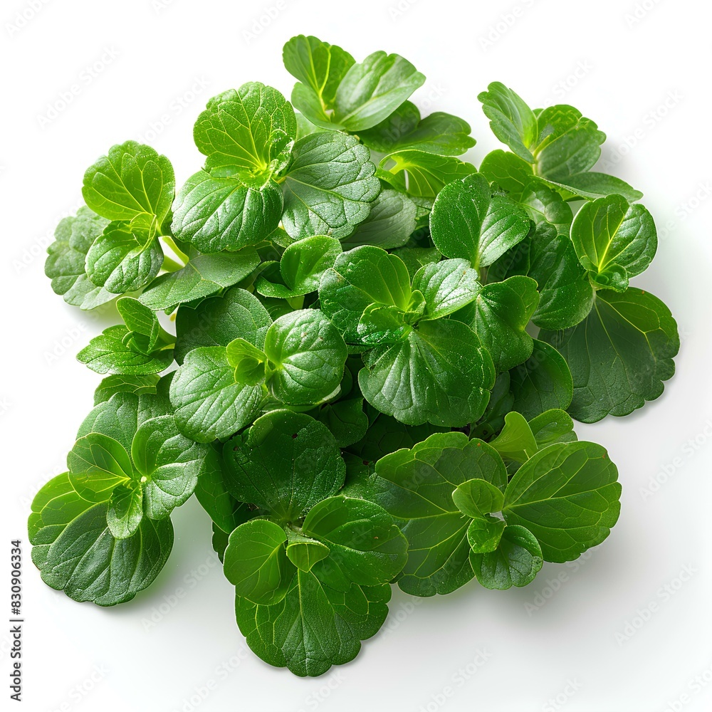 Indian pennywort isolated on white background with shadow. Centella asiatica plant for skin hydration and reparation. Luscious pennywort plant Indian pennywort isolated on white background with shadow. Centella asiatica plant for skin hydration and reparation. Luscious pennywort plant