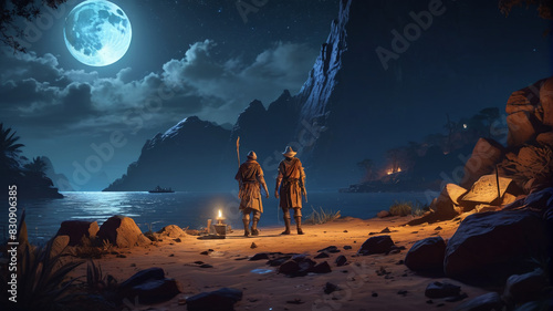 Beneath the moonlit sky, a band of intrepid adventurers embarks on a perilous quest to recover a lost artifact from the depths of an ancient tomb, Generative AI