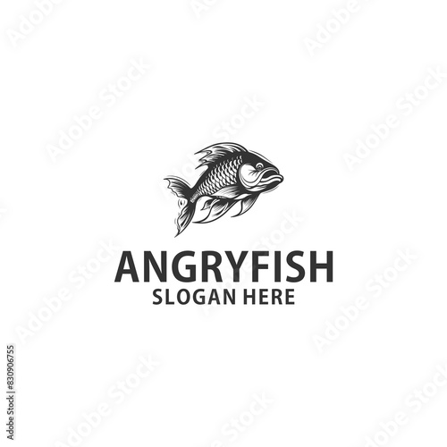 Angry fish logo vector illustration