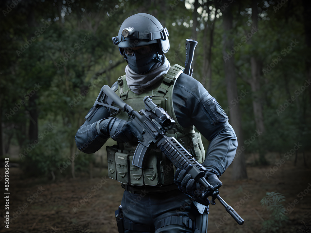 soldier with rifle and military combat soldier with rifle and military combat