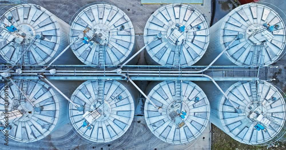 Industrial storage tank top view Industrial storage tank top view