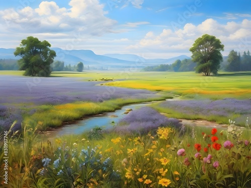 Meadow Field Landscape Oil Painting Art