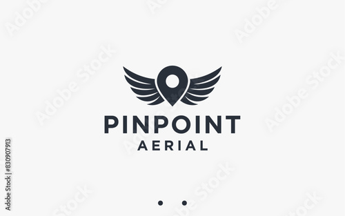 location with wings logo design vector silhouette illustration