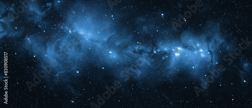 blue nebula space galaxy wide background with stars photo