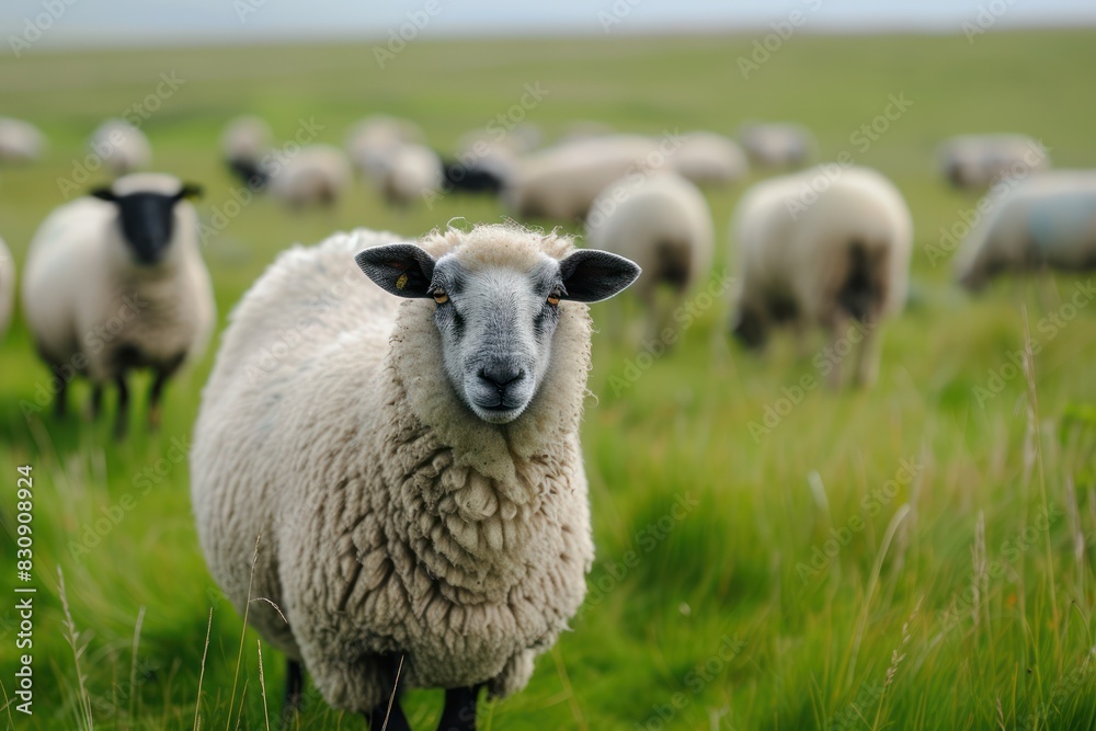 Obraz premium Sheep on grass field.