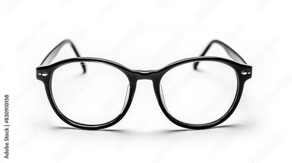 Fototapeta premium Fashion Glasses. Retro Style Black Frame Goggles, White Background Isolated