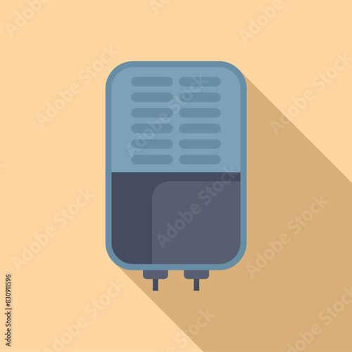 Flat design icon of a contemporary dehumidifier appliance with long shadow, on a beige backdrop