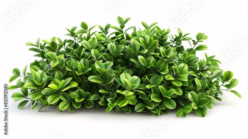 Lush Boxwood Bush Isolated on a White Background with Dense Green Foliage