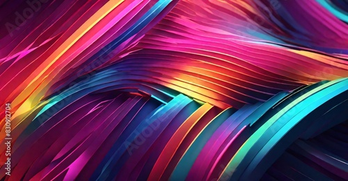 3d render  abstract background with colorful spectrum. Bright neon rays and glowing lines. 