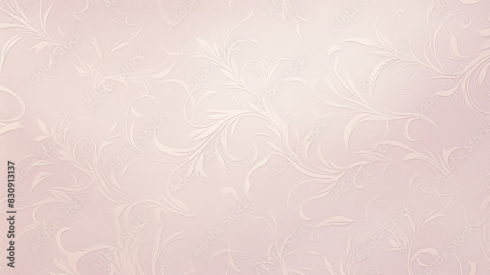 light pink soft pastel, delicate background with vintage floral wallpaper ornament on the wall copy space blank