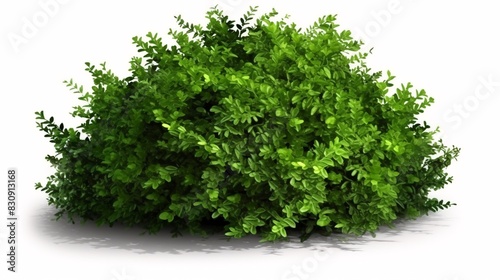 Lush green boxwood bush isolated on white  perfect for garden and landscape designs.