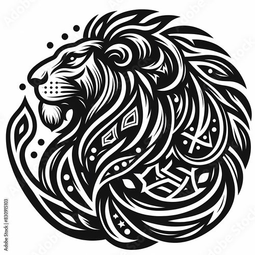 Wallpaper Mural black and white of lion logo design, suits for tattoes and T-shirt Torontodigital.ca