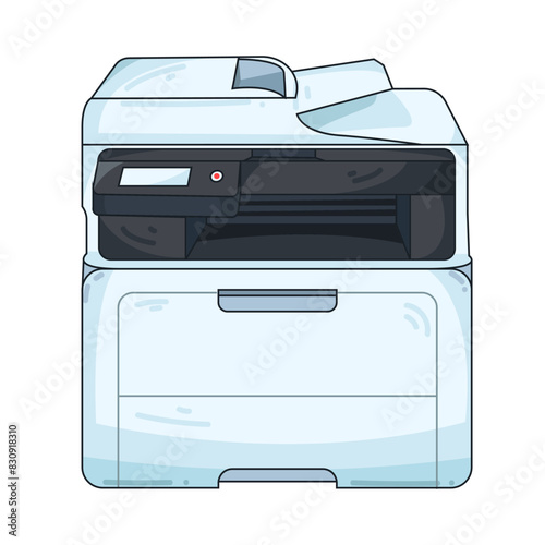 Printer and Stationery on Office Desk