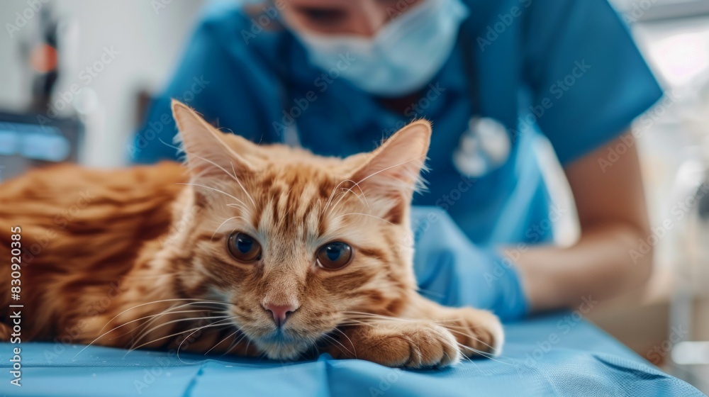 Bengal cat receiving care at a veterinary clinic. Generative ai. Bengal cat receiving care at a veterinary clinic. Generative ai.