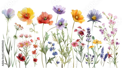 Colorful Wildflower Meadow with Diverse Blooming Flowers in Serene Natural Environment